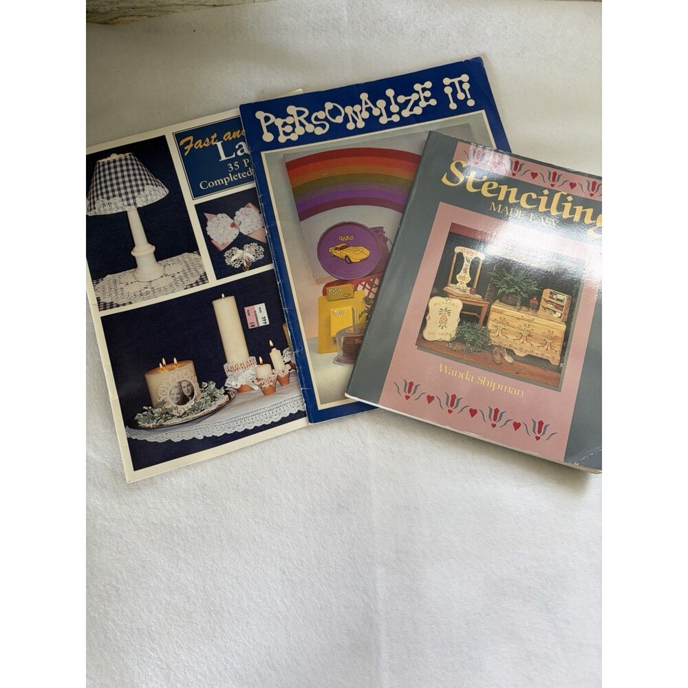 Vintage Craft Book Lot Stenciling Personalize It Lace Crafts